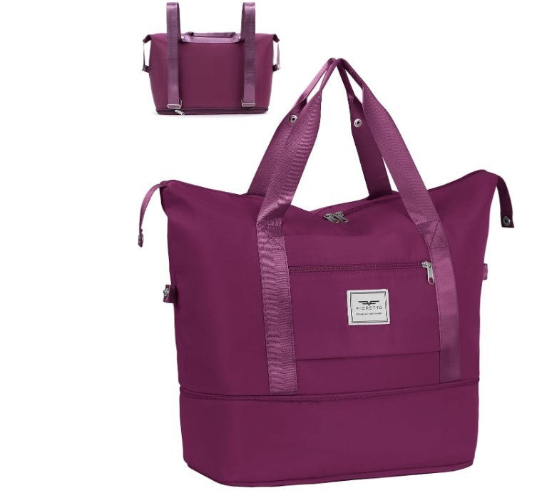 Expandable Gym Tote Bag Wet Pocket Travel Overnight Sports Bag Purple-329