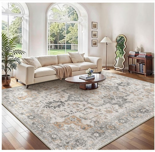 XXL Vintage Rug 200x290cm Washable Non Slip Living Room Carpet-304