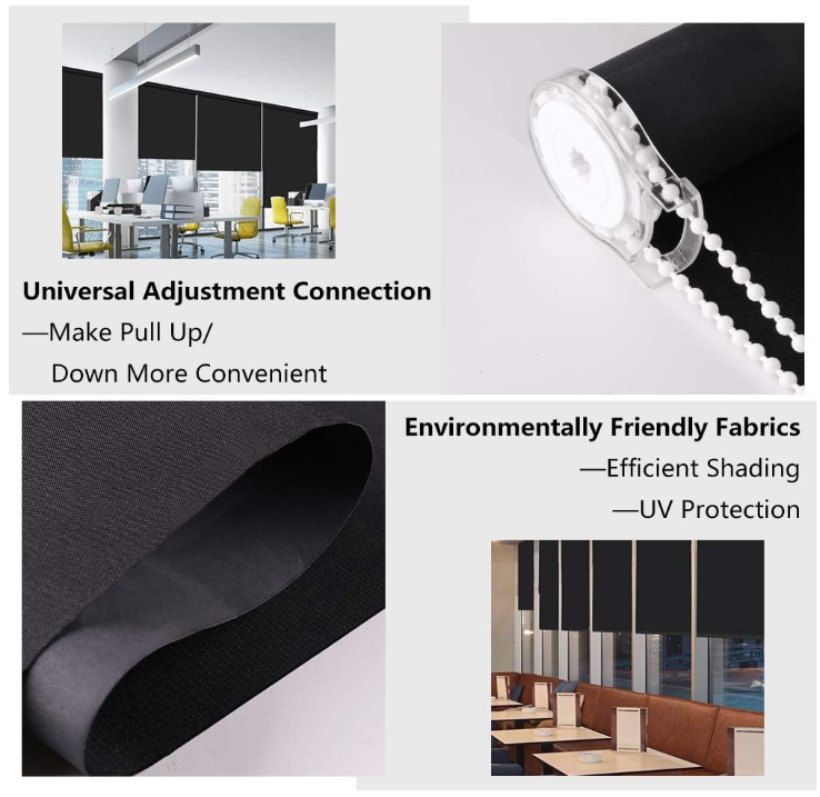 100% Blackout Roller Blind 109x183cm Waterproof Thermal UV Window Shade Black-19