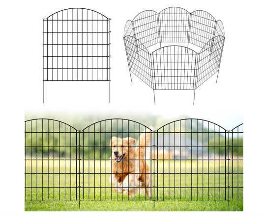 Metal Garden Fence 5 Panels 3.5m No Dig Animal Barrier 81x71cm Rustproof-57