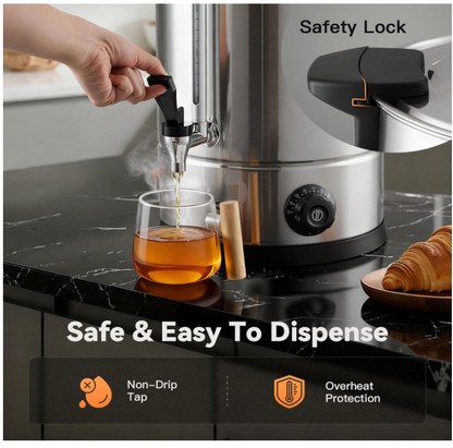 10L Hot Water Boiler Urn 1800W Stainless Steel Catering Tea Coffee Dispenser -75