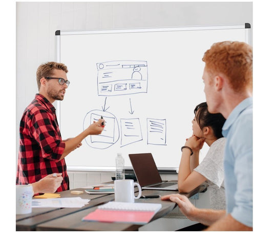 Magnetic Whiteboard 120x90cm Dry Erase Board Aluminium Frame with Pen Tray-60