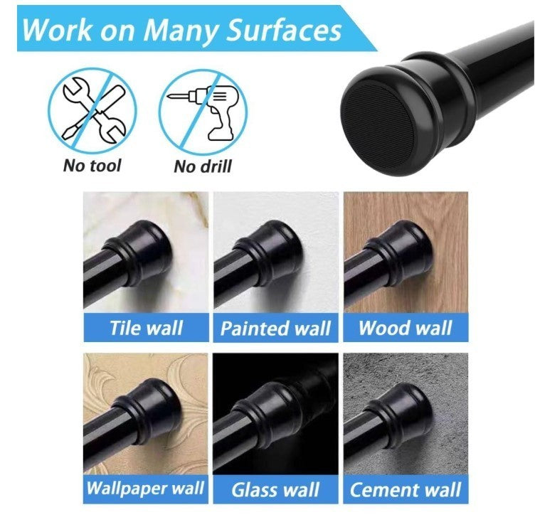 1 PC Tension Rod No Drill Shower Curtain Pole Extendable Curtain Poles-333