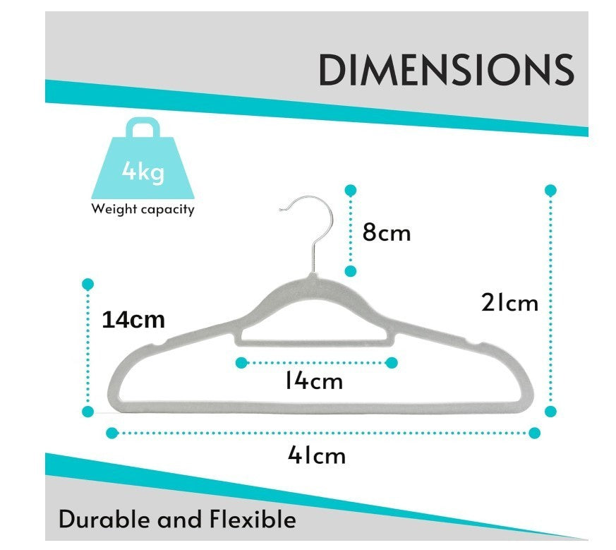 50 Pack Velvet Hangers Non Slip Heavy Duty Clothes Hangers Grey Slim