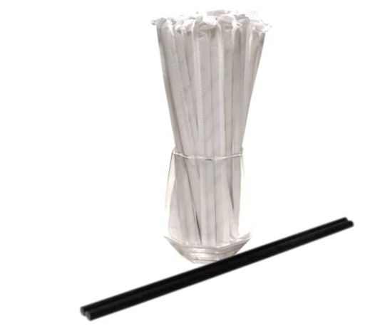 Black Paper Straws (6x200mm) Individually Wrapped for Protection 1200 a pack-101