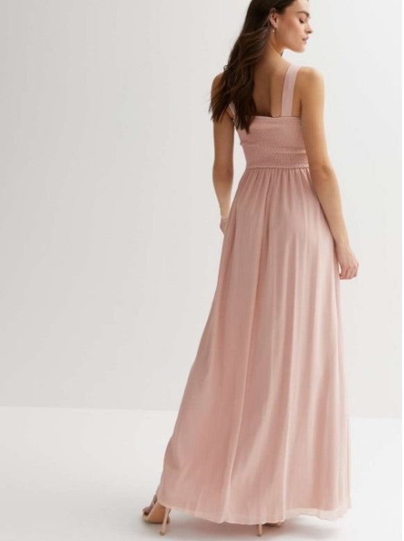 Quiz Pleated Maxi Dress Beaded Neckline Evening Elegant Occasion Gown Size  6-20