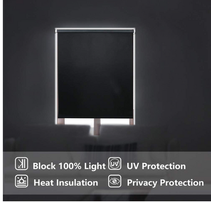 100% Blackout Roller Blind 109x183cm Waterproof Thermal UV Window Shade Black-19